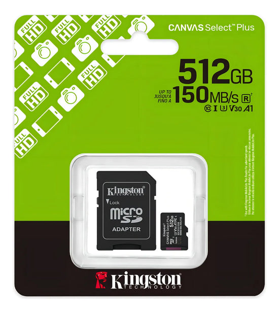 Tarjeta Memoria Microsd Kingston Canvas Plus 512gb 150mb®