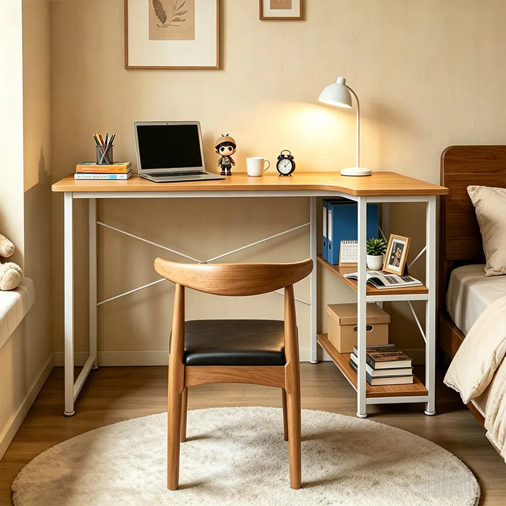 Escritorio En L Premium Con Estantes Y Madera Mdf Cómodo®