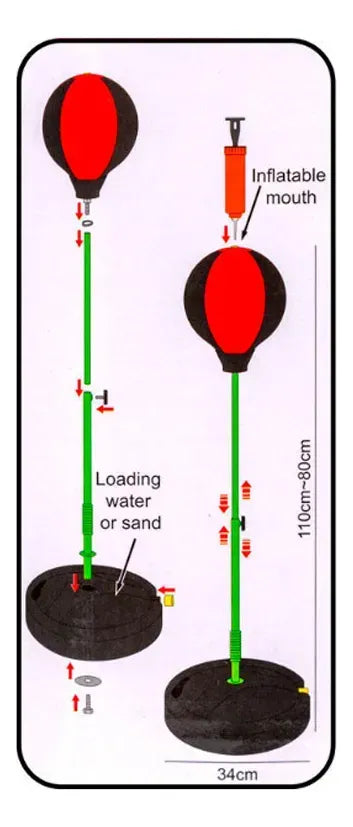 Set De Punching Bola De Boxeo Altura Regulable + Inflador®