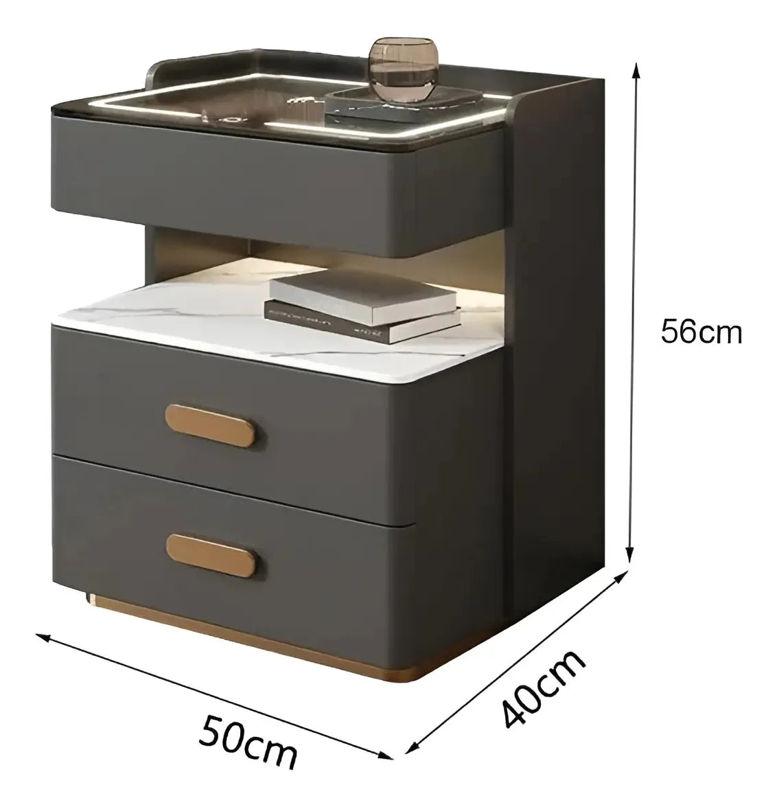 Mesa De Luz Smart Premium Led+carga Inalámbrica+bluetooth®