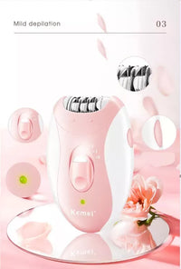 Depiladora Kemei Eléctrica Mujer Corporal Usb Km-189b Rosa®