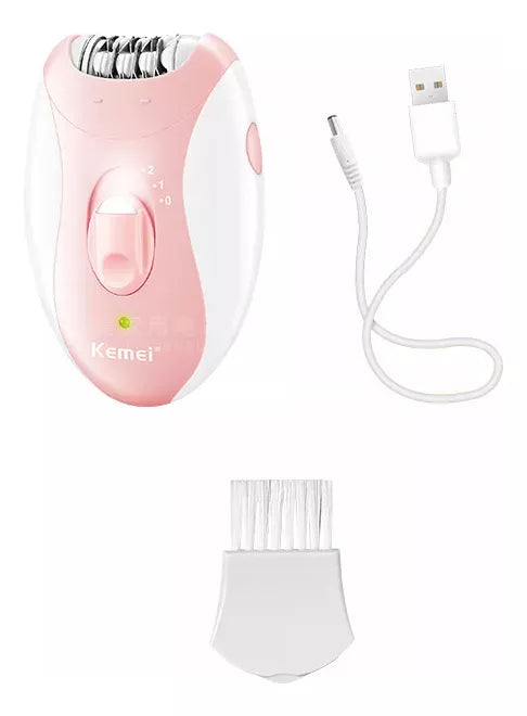 Depiladora Kemei Eléctrica Mujer Corporal Usb Km-189b Rosa®