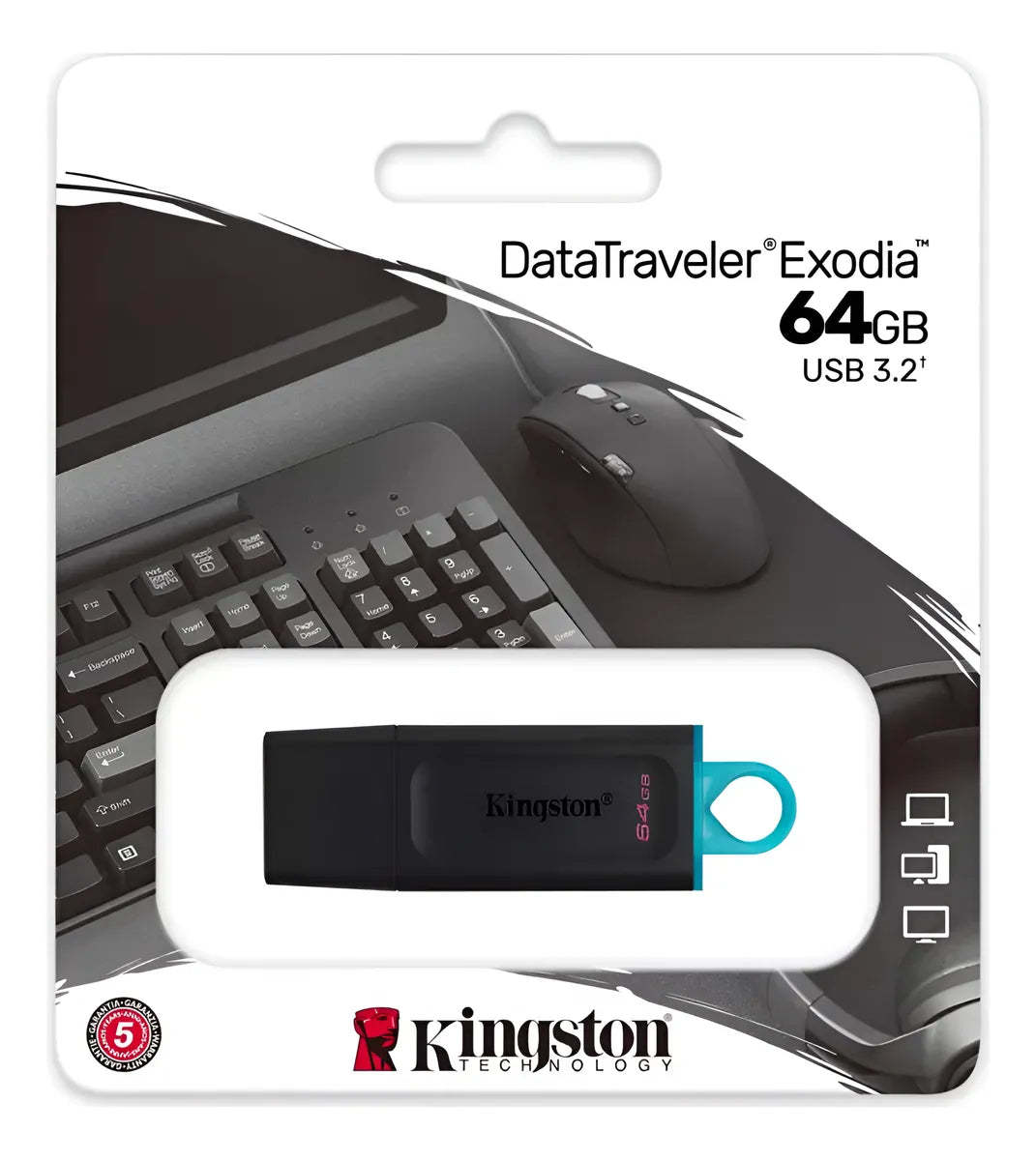 Pendrive Kingston Dtx/64gb Exodia 64gb 3.2 Usb Negro Liso®