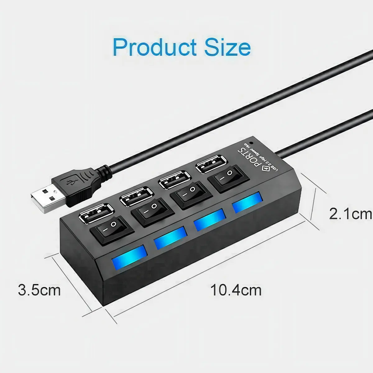 Hub Usb Treqa 4 Puertos Cable 40cm Resistente Y Seguro®