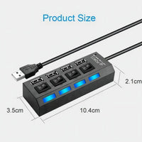 Hub Usb Treqa 4 Puertos Cable 40cm Resistente Y Seguro®