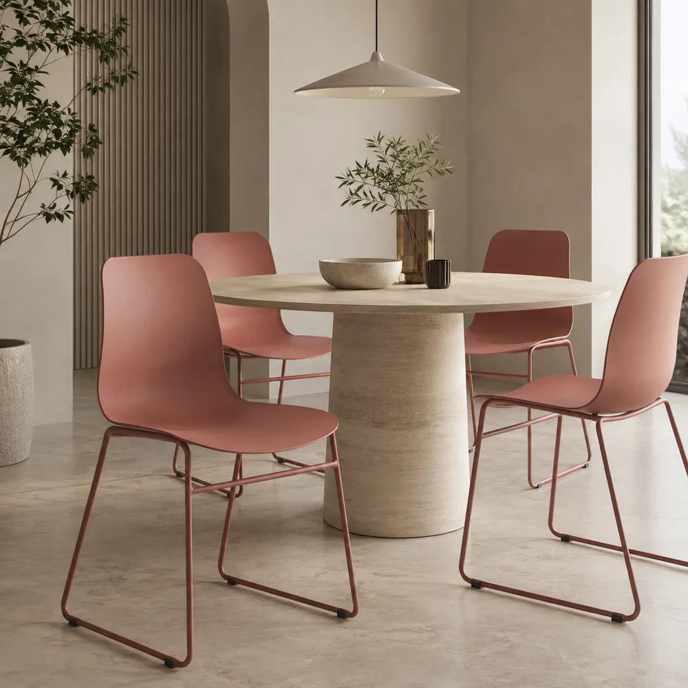 Silla Moderna De Polipropileno/base Metal Terracota Premium®