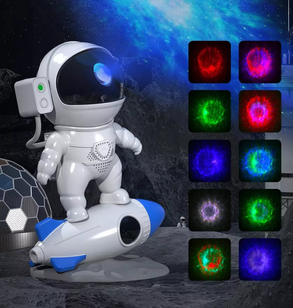 Lampara Astronauta En Cohete Proyector Galaxia Luz De Noche®