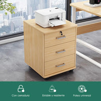 Cajonera 3 Niveles Para Oficina Con Cerradura Mdf+ruedas®