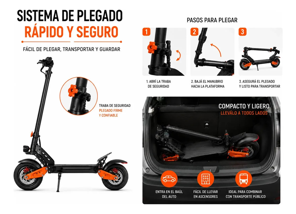 Monopatín Electrico Thunder Knex 1200w 48v 40km/h+bluetooth®