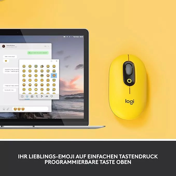 Mouse Logitech Inalámbrico Pop 910 Color Blast Yellow