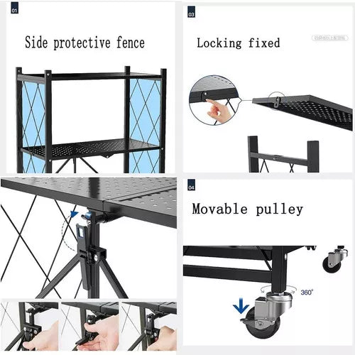 Repisa Organizador Metálica Plegable 5 Estantes Con Ruedas®