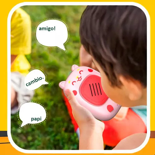 Par Walkie Talkie Recargable Osito Conejo 3m Rango De Alcance