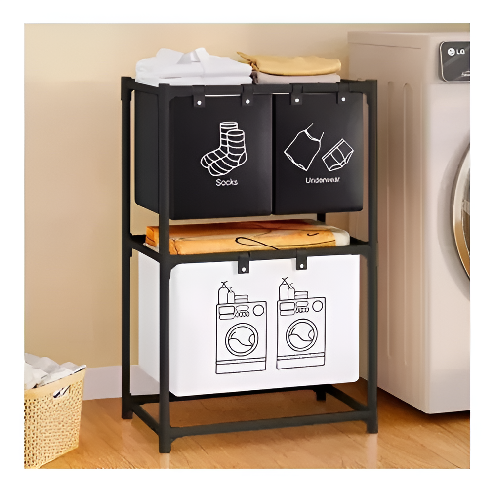 Mueble Organizador Lavandería 2 Niveles 3 Compartimientos®