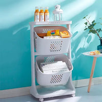 Organizador Transportable 2 Cestos 3 Estante Baño Cocina®