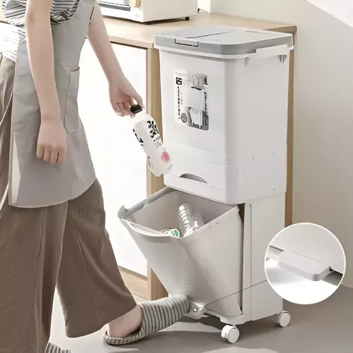 Cesto De Basura Práctico 2 Niveles Con Cajón Y Ruedas 38l®