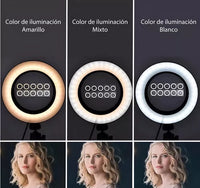 Aro Luz Led Profesional 36cm Con 3 Soportes Para Celular®