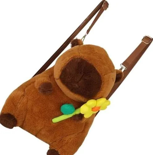 Peluche Capibara Mochila Con Flor Amarilla Para Niños®