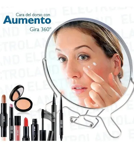 Espejo Doble Faz, Giratorio Con Aumento Y Base Metálico®