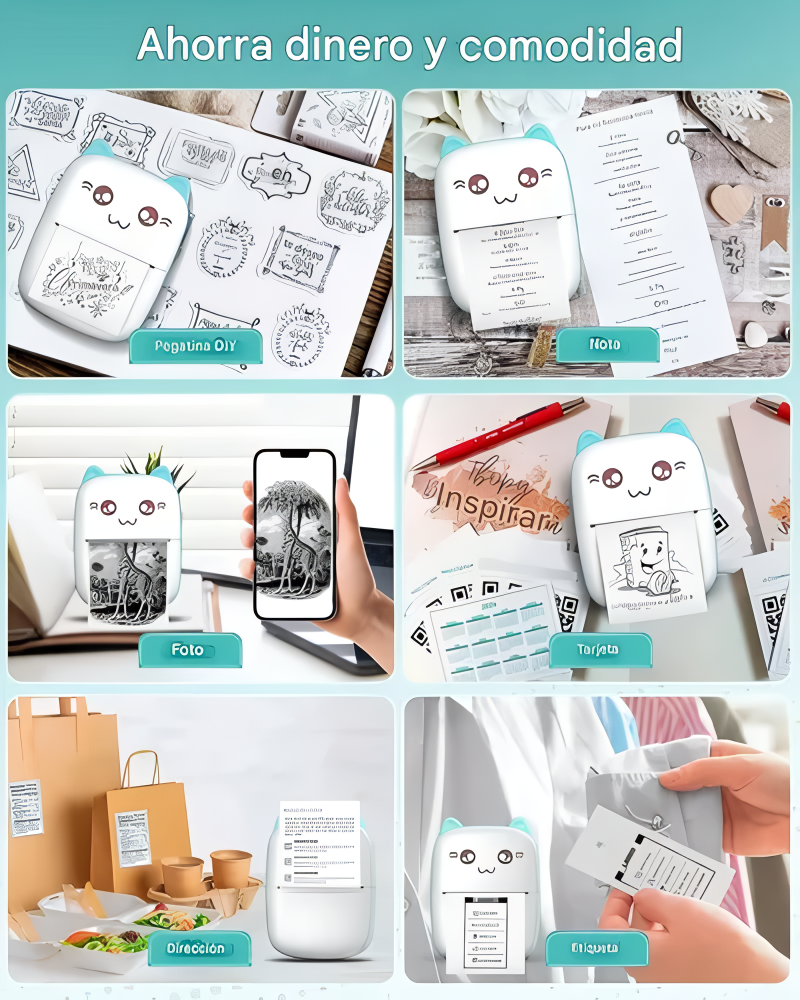 Mini Impresora Térmica Rosa + Rollo Autoadhesivo De Obsequio®