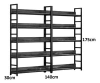 Estantería Doble De Metal Y Mdf 175x30x140cm 5 Estantes Ind®