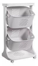 Organizador Transportable 2 Cestos 3 Estante Baño Cocina®