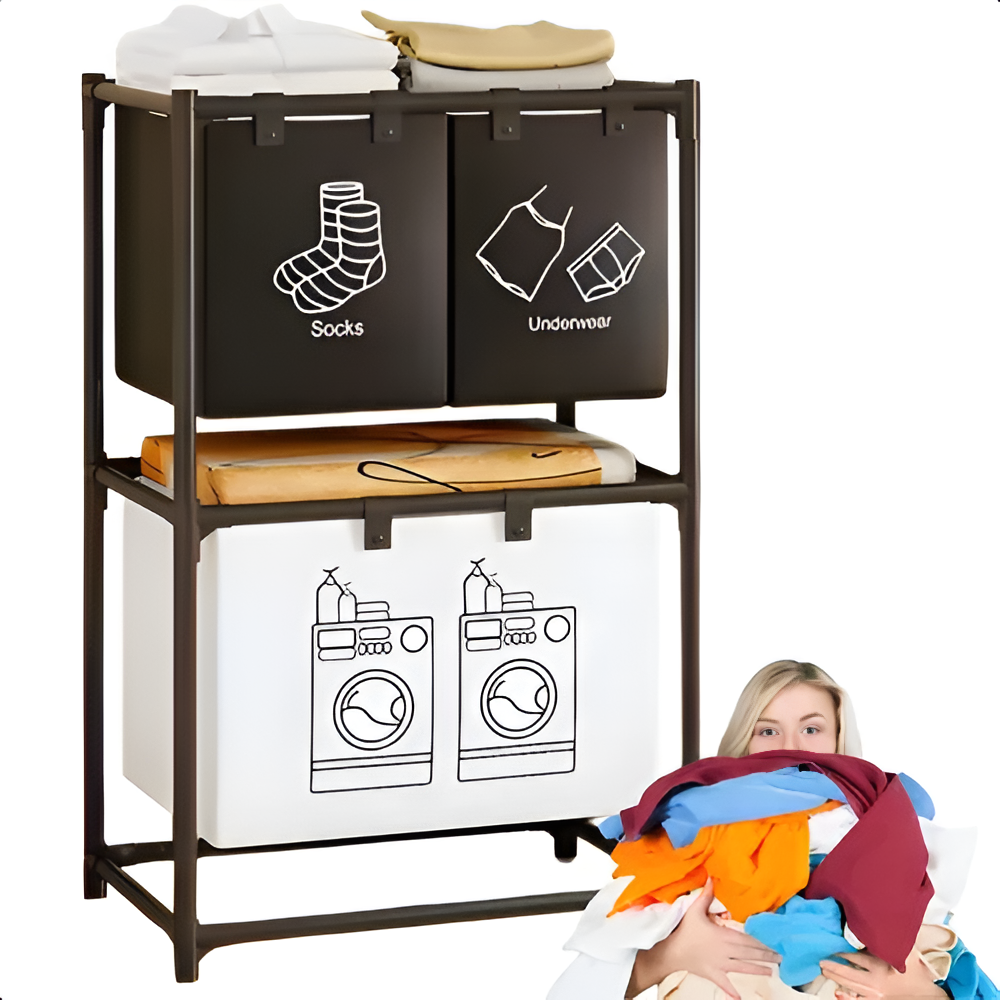 Mueble Organizador Lavandería 2 Niveles 3 Compartimientos®