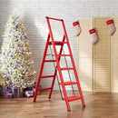 Escalera Metálica Roja Tijera 5 Escalones 155cm 150kg®