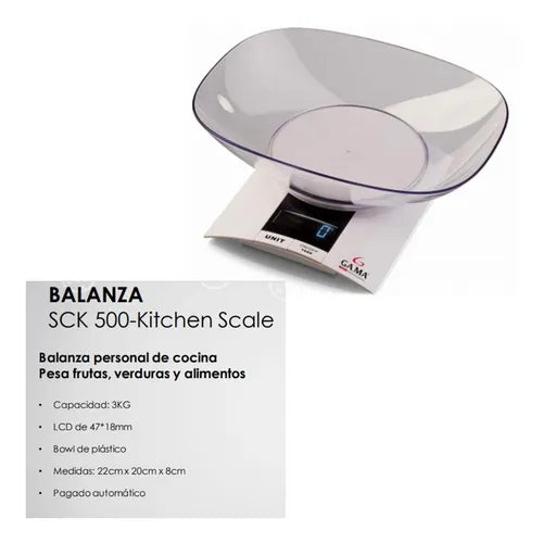 Balanza Cocina GAMA Italy 500 A Pilas 3kg Pantalla Lcd®