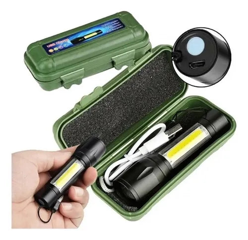 Linterna Táctica Recargable 3 Funciones Camping Luz Blanco®