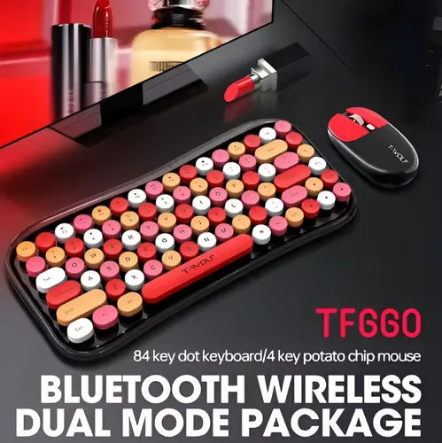 Teclado + Mouse T-wolf Tf660 Urban Women Colorido Bluetooth Rojo Con Negro®