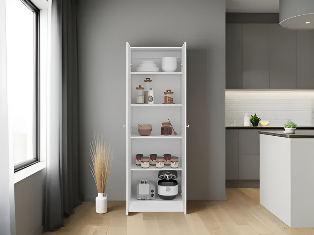 Mueble Multiuso Minimalista 2 Puertas 4 Estantes Mdf Blanco®