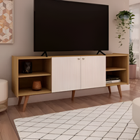 Rack Tv Moderno 2 Puertas 2 Estantes Internos Color Madera®
