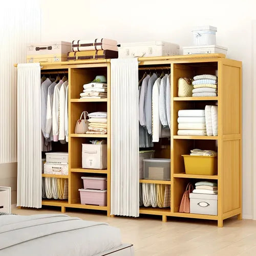 Perchero Closet Nórdico Cortina Corrediza De Pie Bambú®