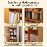 Perchero Closet Nórdico Cortina Corrediza De Pie Bambú®
