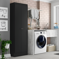 Mueble Multiuso Minimalista 2 Puertas 5 Estantes Mdf Negro®