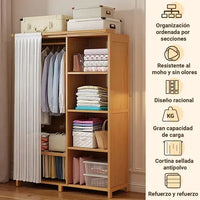 Perchero Closet Nórdico Cortina Corrediza De Pie Bambú®