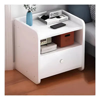 Mesa De Luz 1 Cajón 2 Estantes Blanco Madera Mdf 33x40cm®
