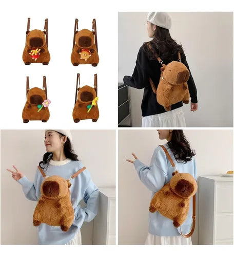 Peluche Capibara Mochila Con Flor Amarilla Para Niños®