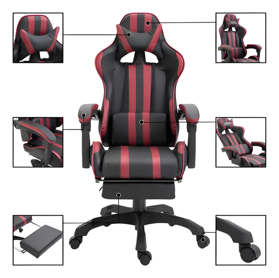 Silla Gamer Reclinable Con Posa Pie Y Almohadones®