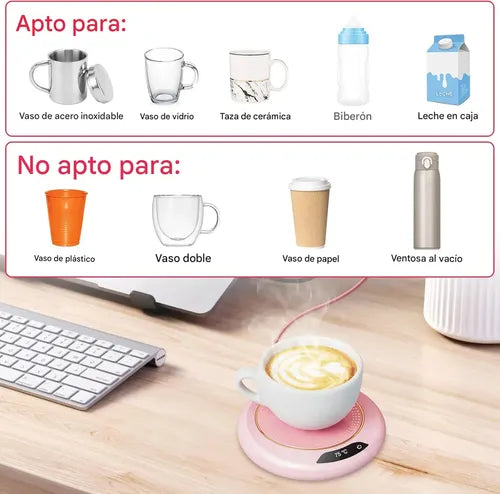 Base Calentadora Para Taza De Café, Te O Líquidos Usb 220v Color Rosa®