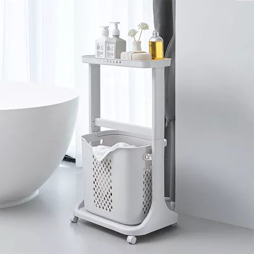 Cesto Organizador Premium 2 Niveles Para Baño Con Ruedas®