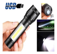 Linterna Táctica Recargable 3 Funciones Camping Luz Blanco®