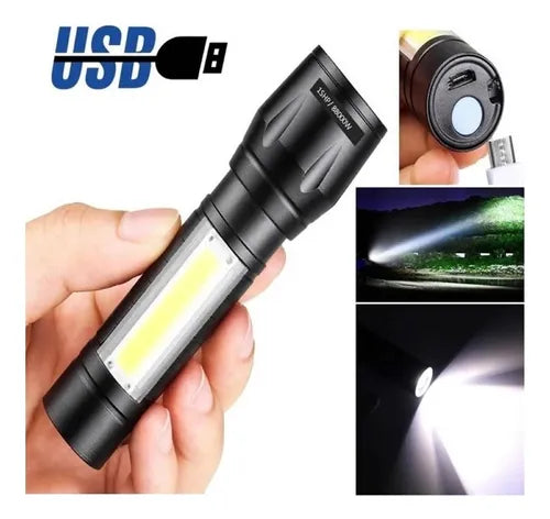 Linterna Táctica Recargable 3 Funciones Camping Luz Blanco®