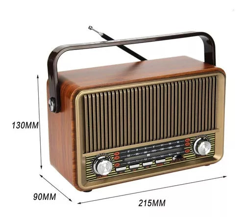 Radio Portátil Retro Am Fm Bluetooth Batería Madera Vintage®