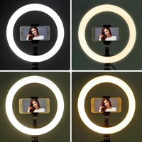 Aro Luz Led Profesional 36cm Con 3 Soportes Para Celular®