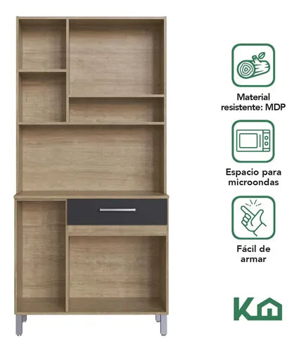 Muebles De Cocina Kit Multiuso 5 Puertas 1 Cajón 1 Estante Miel/Grafito®