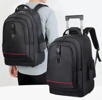 Mochila Con Ruedas Viajera Resistente Tela Oxford Negro®