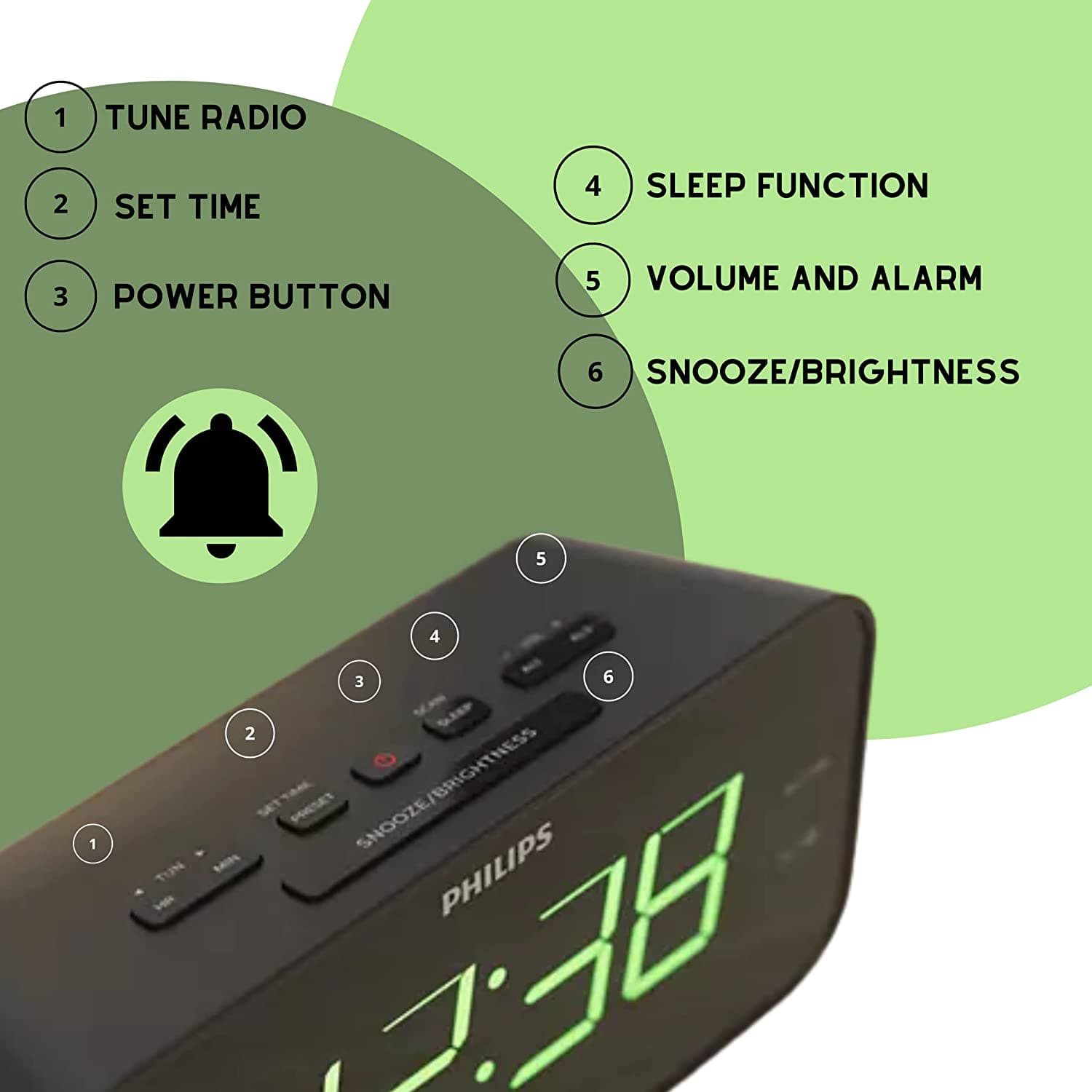 Radio Reloj Despertador Philips Alarma Dual Digital Premium