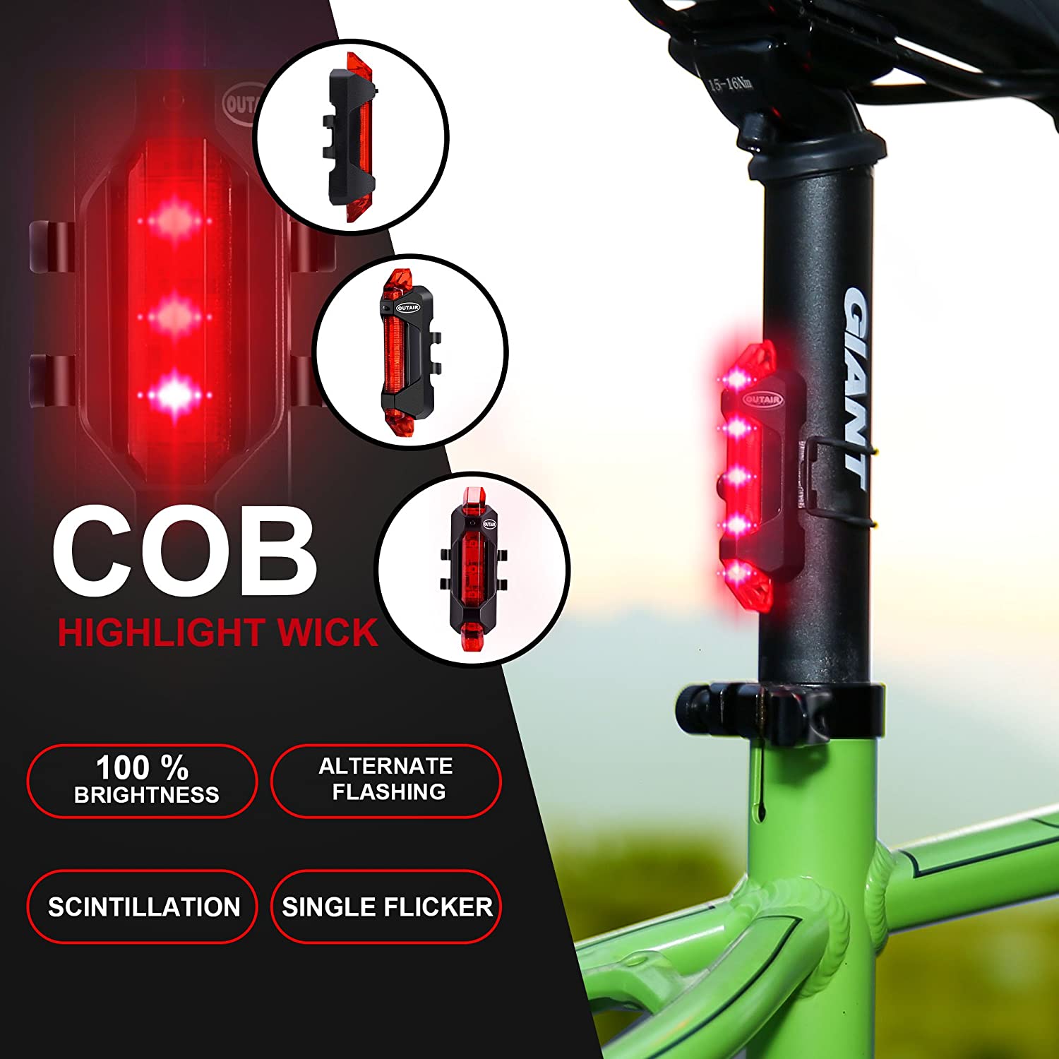 Flash Led Rojo Para Bicicleta Recargable