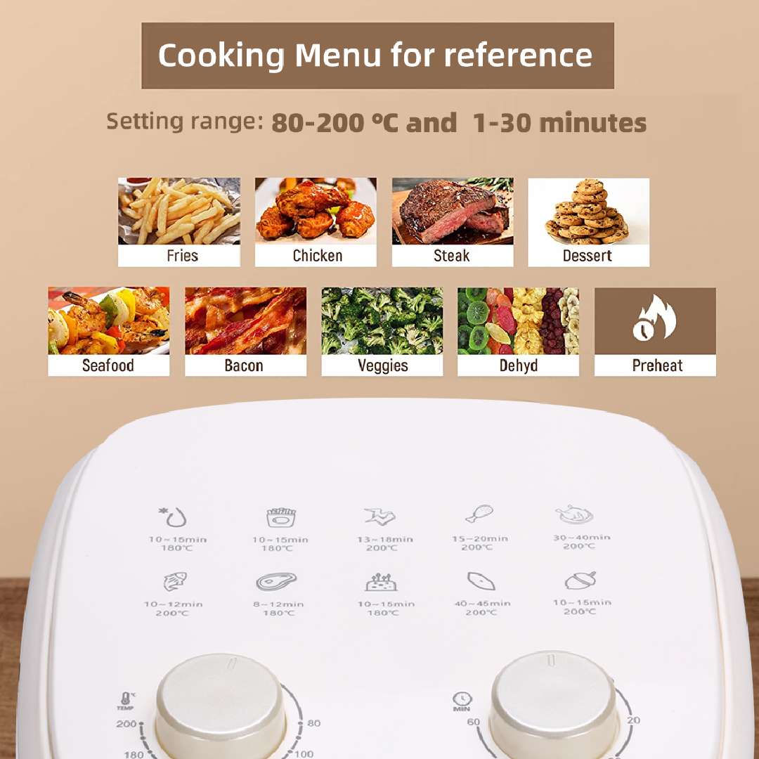 Freidora De Aire Sin Aceite Marvo Practica Haf-031 Blanco®
